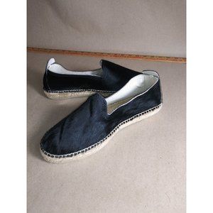 Manebi Black Calf Hair Dakota Jute Espadrilles Size 40 US Size 9.5
